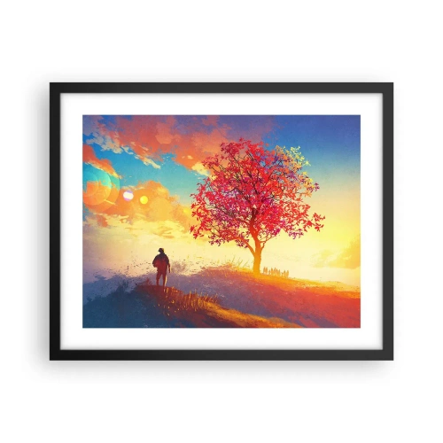 Poster in einem schwarzem Rahmen - Pilger am Ziel - 50x40 cm