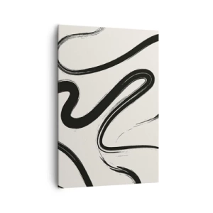 Bild auf Leinwand - Leinwandbild - Schwarz-weiße geschwungene Linien auf hellem Hintergrund - 70x100cm - Schwarz-Weiß-Laune - Moderne Wanddekoration für Wohnzimmer und Schlafzimmer ARTTOR
