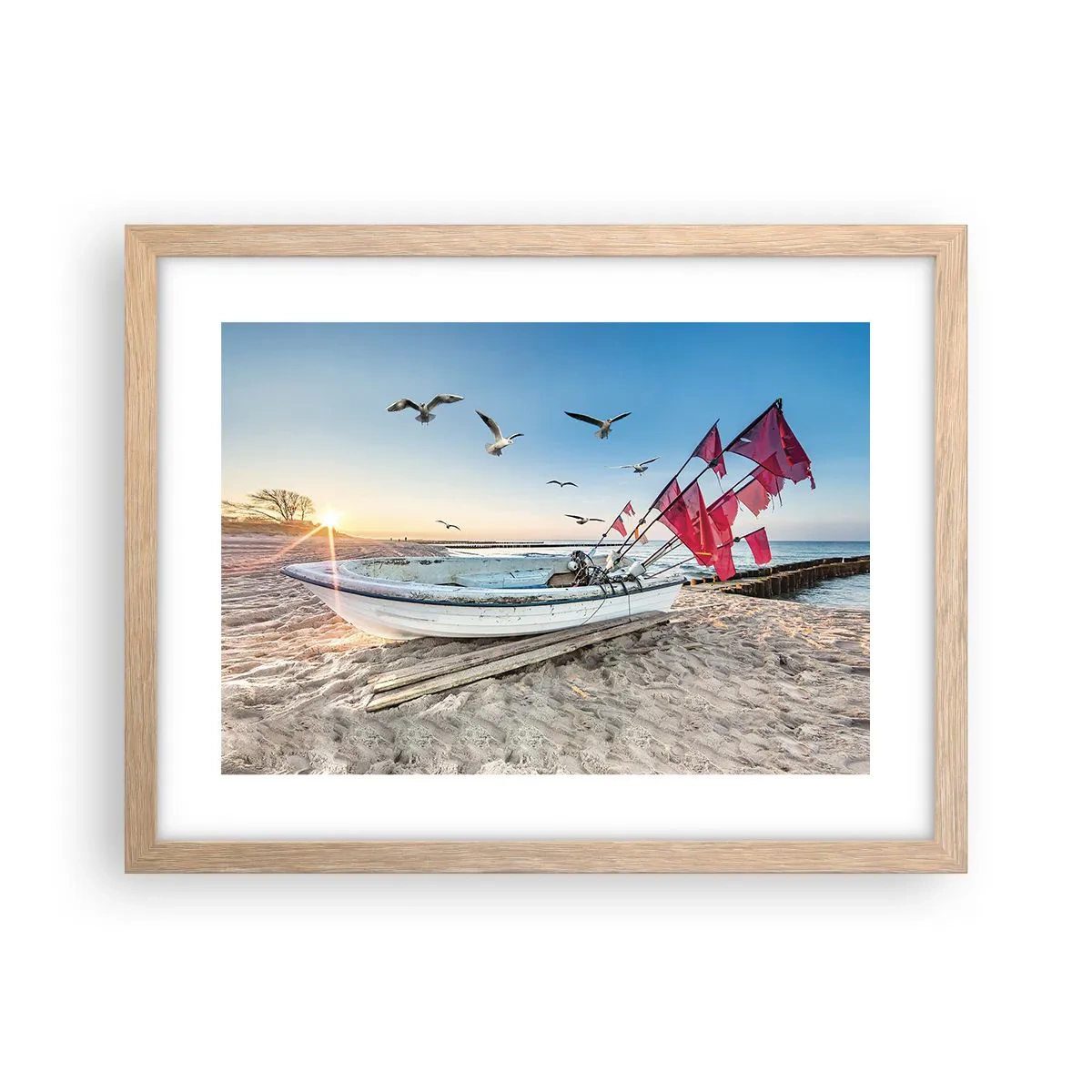 Poster in einem Rahmen aus heller Eiche - Wohlverdiente Ruhe - 40x30 cm