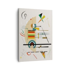 Bild auf Leinwand - Leinwandbild - Bunte Abstraktion mit geometrischen Formen - 50x70cm - Und die Welt lacht - Moderne Wanddekoration für Wohnzimmer und Schlafzimmer ARTTOR