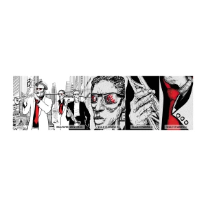 Fototapeten Muster Premium Sand - Urbane Rhapsodie in Schwarz und Rot - New York, Jazz, Musik - 100x30 cm