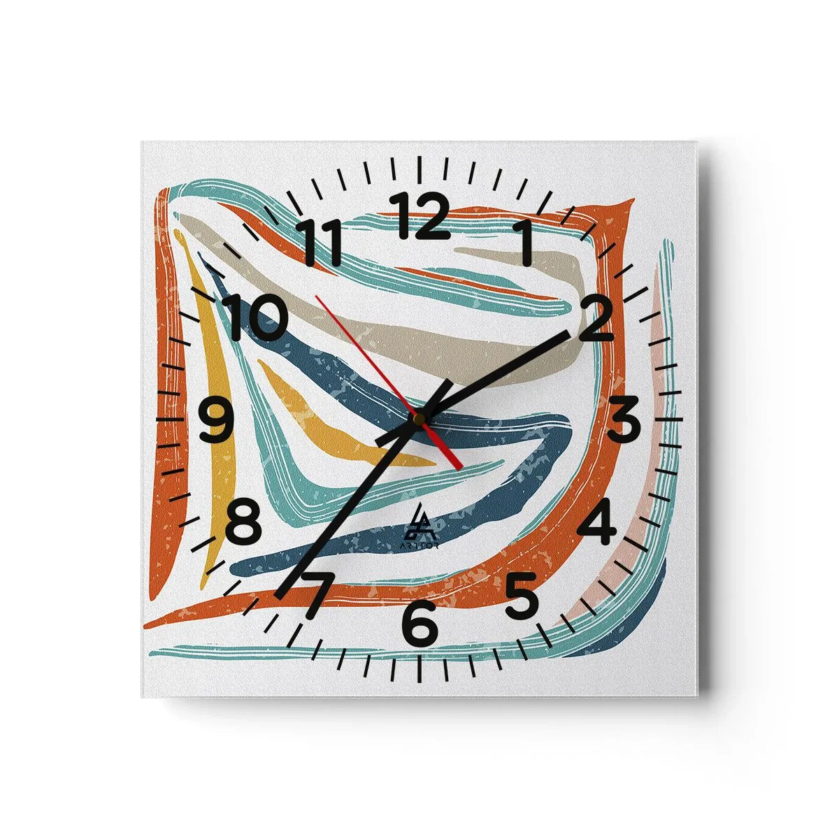 Wanduhr - Glasuhr - Abstraktion mit einem freundlichen Lächeln - 30x30 cm