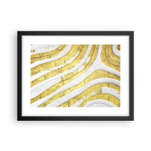 Poster in einem schwarzem Rahmen - Komposition in Weiß und Gold - 40x30 cm