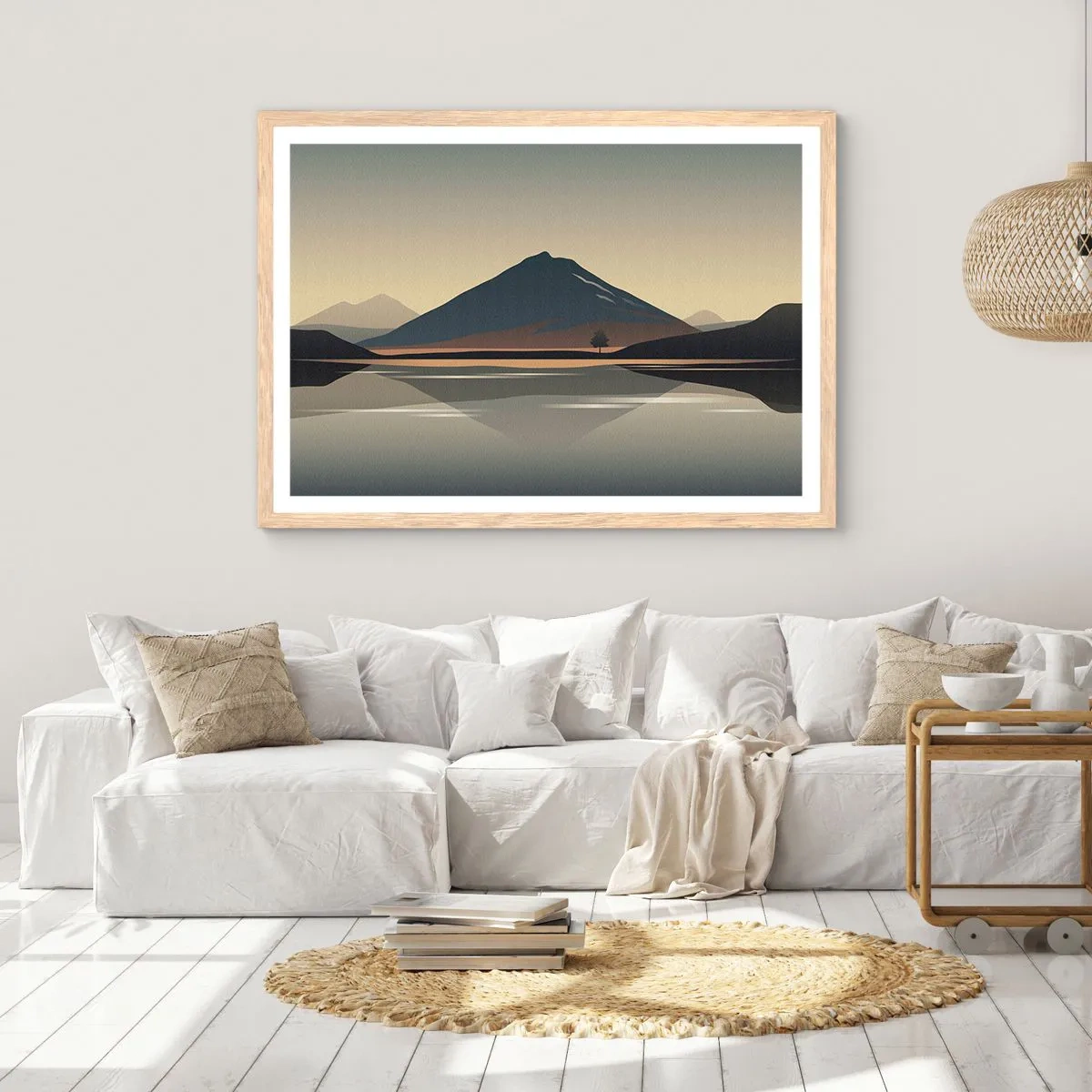 Poster in einem Rahmen aus heller Eiche - Spiegelreflexion - 100x70 cm