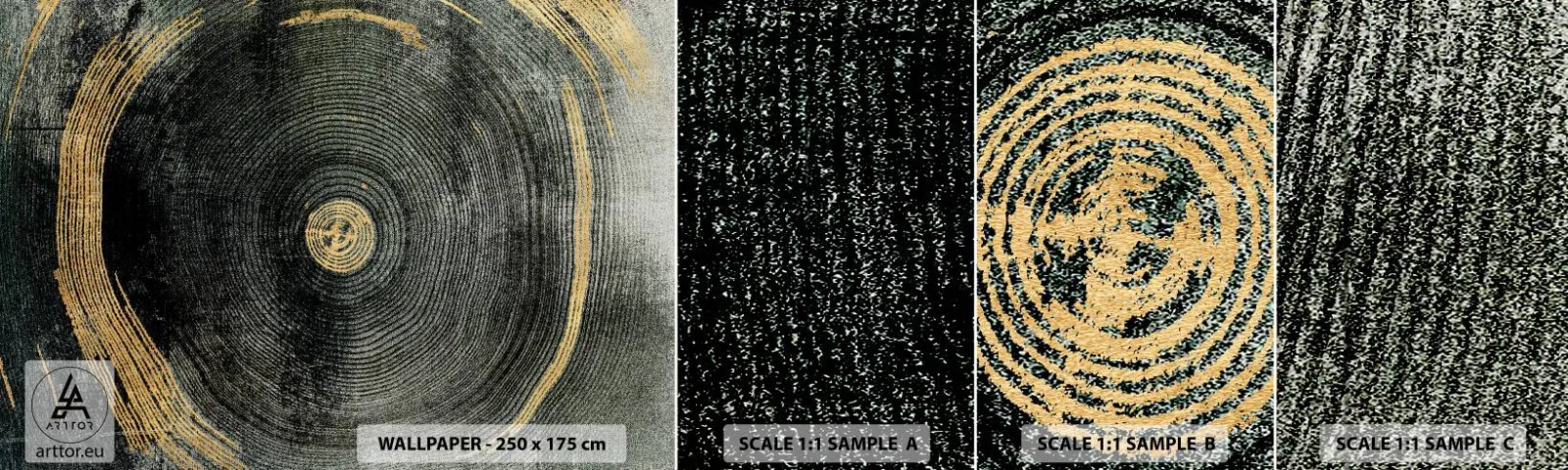 Fototapeten Muster Selbstklebend Deluxe Sticker - Veränderung und Beständigkeit - Dunkel, Holz, Art Deco - 100x30 cm