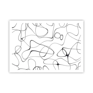 Poster - Abstrakte schwarze Linien auf weißem Hintergrund im minimalistischen Stil - 100x70cm - Lebenswege, Wechselfälle - Moderne Wanddekoration für Wohnzimmer und Schlafzimmer ARTTOR