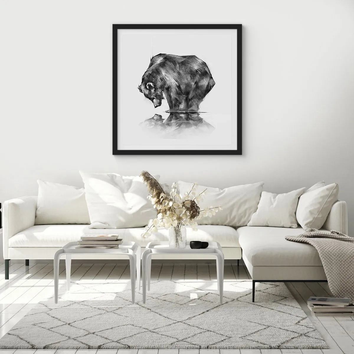 Poster in einem schwarzem Rahmen - Schön, jemanden in der Nähe zu sehen - 60x60 cm