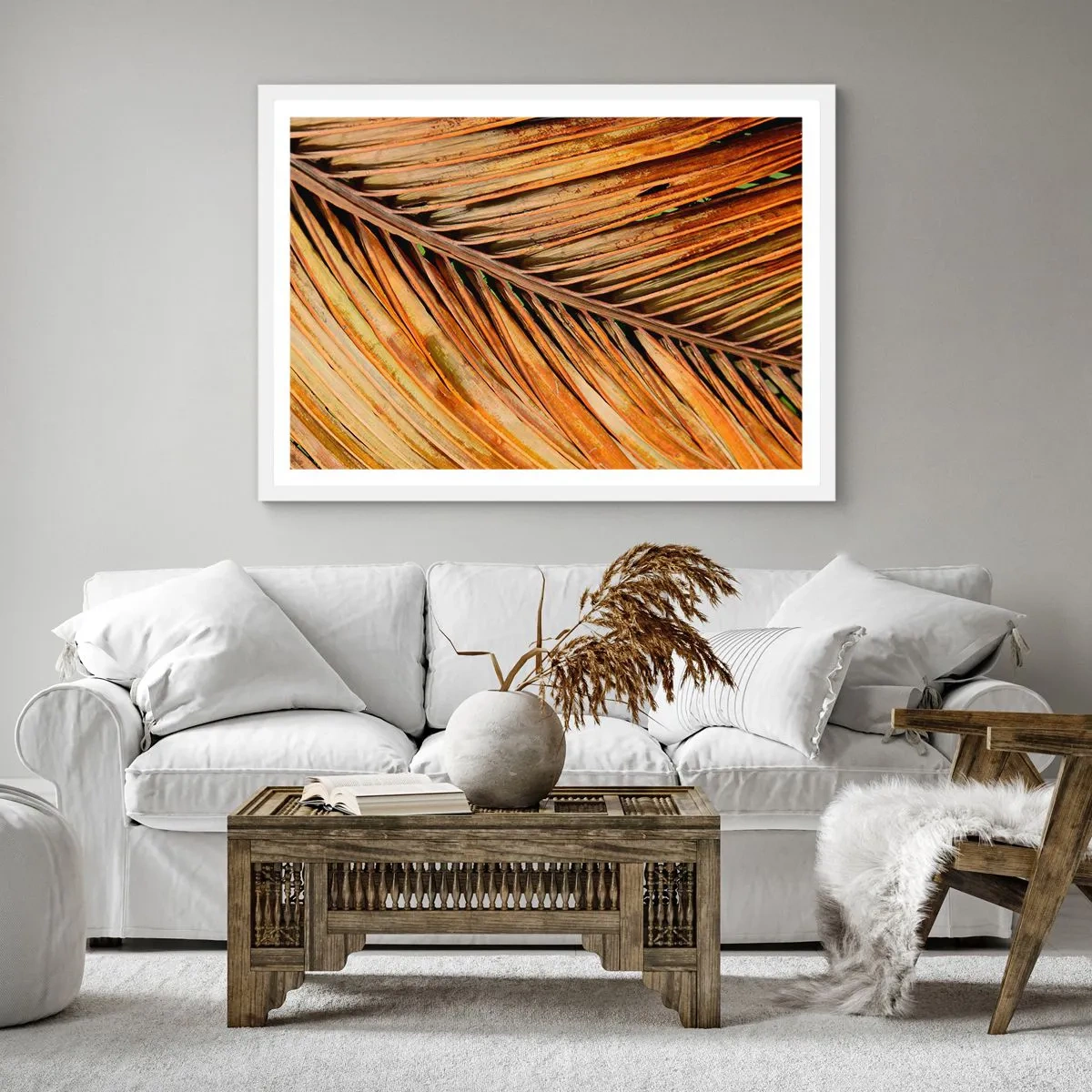 Poster in einem weißen Rahmen - Kokosnuss-Gold - 40x40 cm