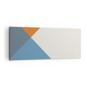 Bild auf Leinwand - Leinwandbild - Geometrische Dreiecke in Blau- und Orangetönen - 120x50cm - In einem Winkel… - Moderne Wanddekoration für Wohnzimmer und Schlafzimmer ARTTOR