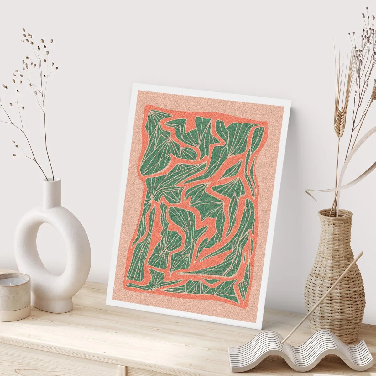 Poster - Kampf zwischen Korallen und Grün - 40x50 cm
