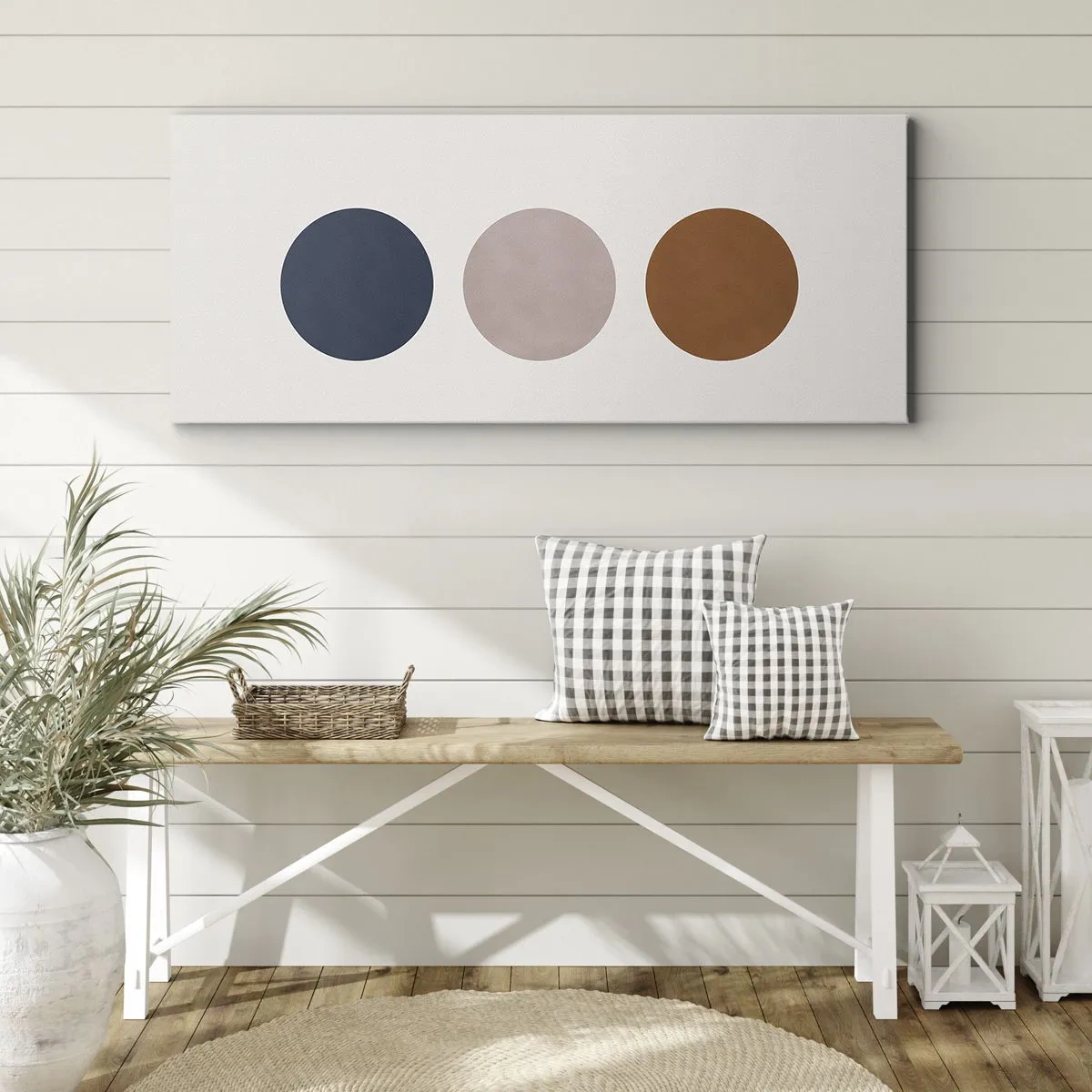 Bild auf Leinwand - Leinwandbild - Eine minimalistische Komposition mit drei farbigen Kreisen - 120x50cm - Ein Symbol für Exzellenz - Moderne Wanddekoration für Wohnzimmer und Schlafzimmer ARTTOR