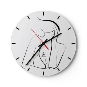 Wanduhr - Glasuhr - Minimalistischer Umriss einer weiblichen Silhouette - 30x30cm - Auf der Traumwelle - Moderne Wanddekoration für Wohnzimmer, Küche und Schlafzimmer ARTTOR