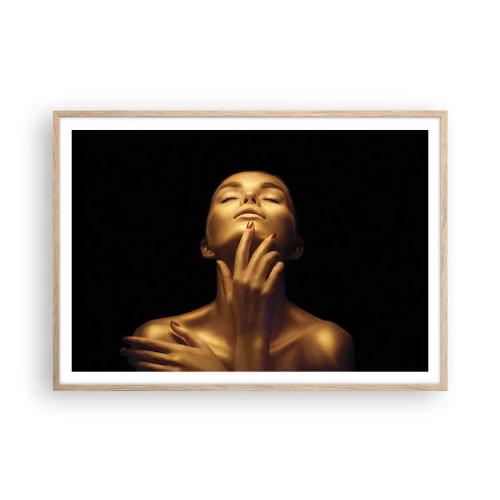 Poster in einem Rahmen aus heller Eiche - Wie goldene Seide - 100x70 cm