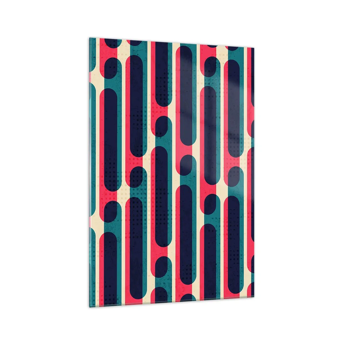 Glasbild - Bild auf glas - Geometrisches Retro-Muster mit Pastellfarben - 70x100cm - In die Tiefe und vorwärts - Moderne Wanddekoration für Wohnzimmer und Schlafzimmer ARTTOR