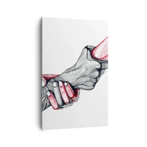 Bild auf Leinwand - Leinwandbild - Künstlerische Hände, die sich im minimalistischen Stil halten - 80x120cm - Sie sind in guten Händen - Moderne Wanddekoration für Wohnzimmer und Schlafzimmer ARTTOR