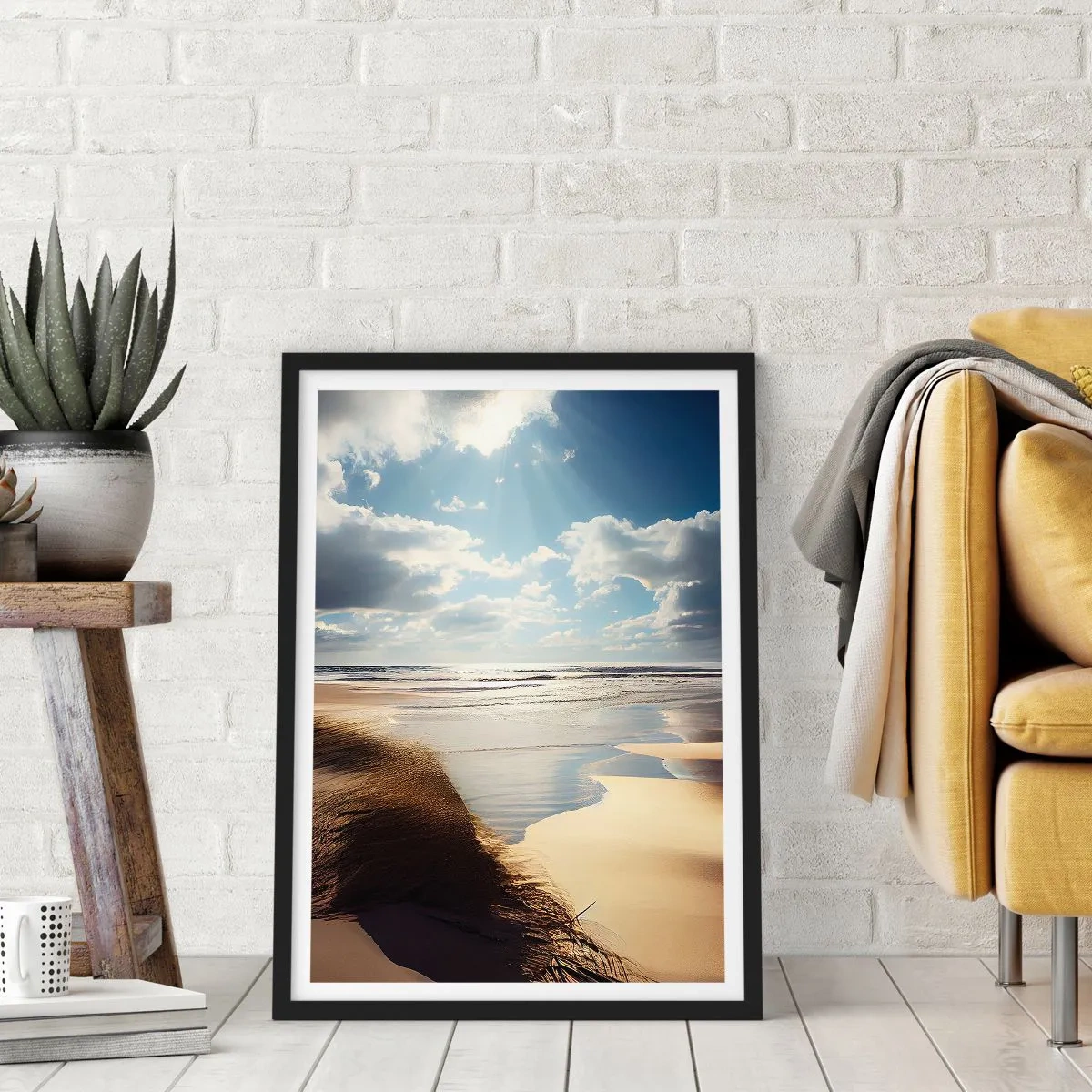 Poster in einem schwarzem Rahmen - Strand, wilder Strand - 40x50 cm