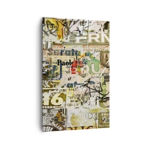 Bild auf Leinwand - Leinwandbild - Eine Collage aus Zeitungs- und Plakatfragmenten im künstlerischen Stil. - 80x120cm - Ach, es passiert... - Moderne Wanddekoration für Wohnzimmer und Schlafzimmer ARTTOR