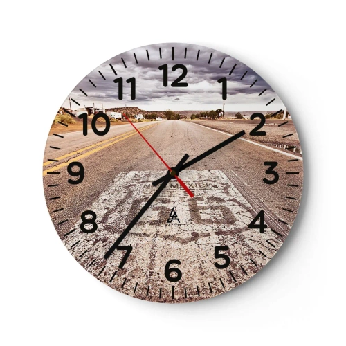 Wanduhr - Glasuhr - Mother Road - eine amerikanische Legende - 30x30 cm