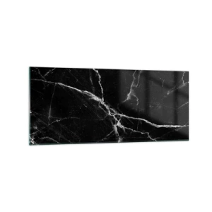 Glasbild - Bild auf glas - Schwarzer Marmor mit weißen Adern im Detail - 120x50cm - Geheimleben des Steins - Moderne Wanddekoration für Wohnzimmer und Schlafzimmer ARTTOR