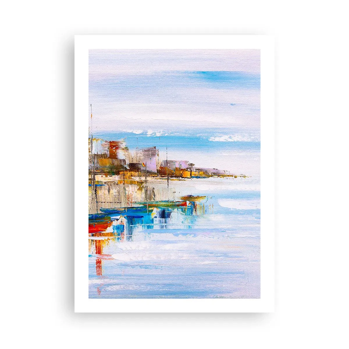 Poster - Die farbenfrohe Landschaft der Küstenstadt - 50x70cm - Bunte urbane Oase - Moderne Wanddekoration für Wohnzimmer und Schlafzimmer ARTTOR