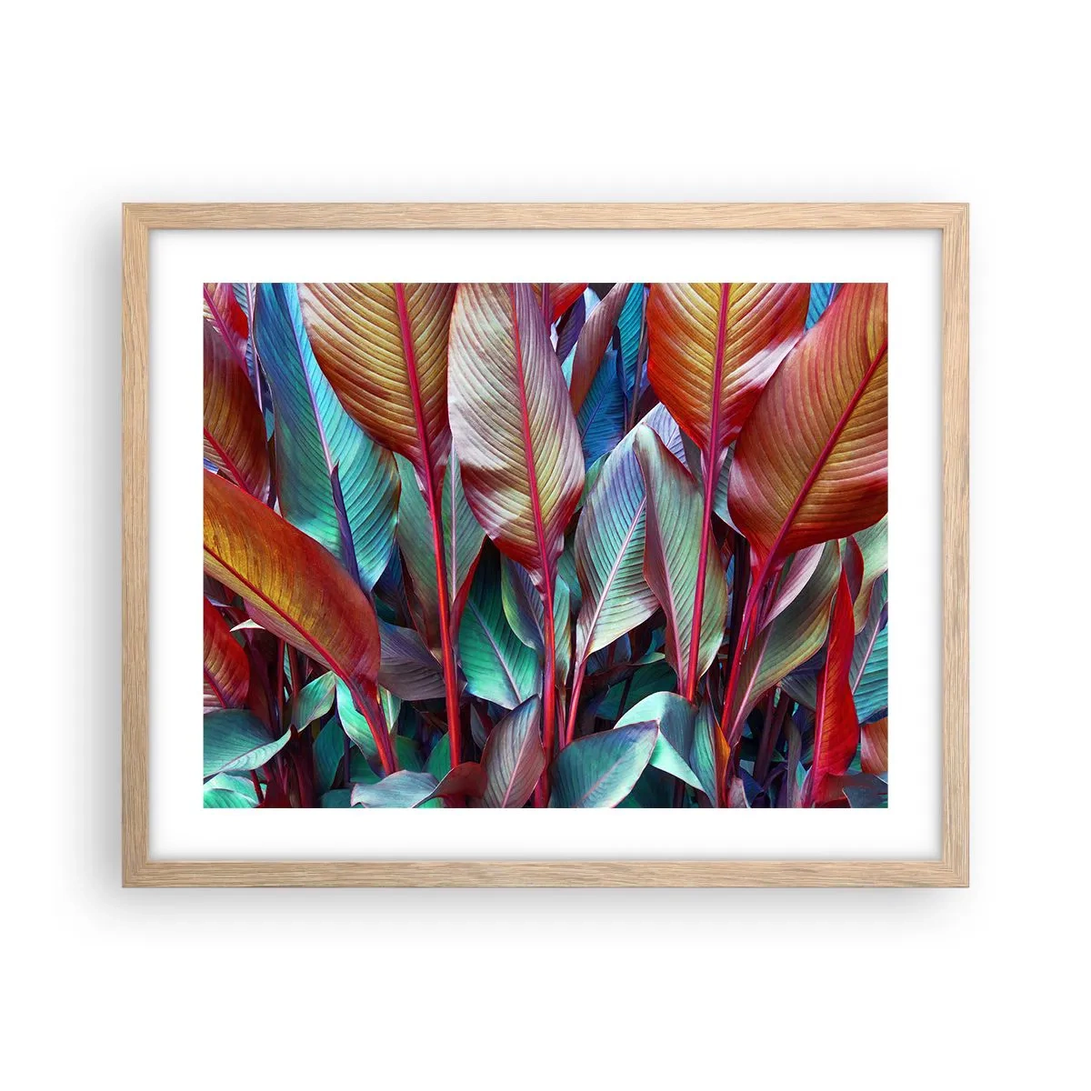 Poster in einem Rahmen aus heller Eiche - Buntes Dickicht - 50x40 cm