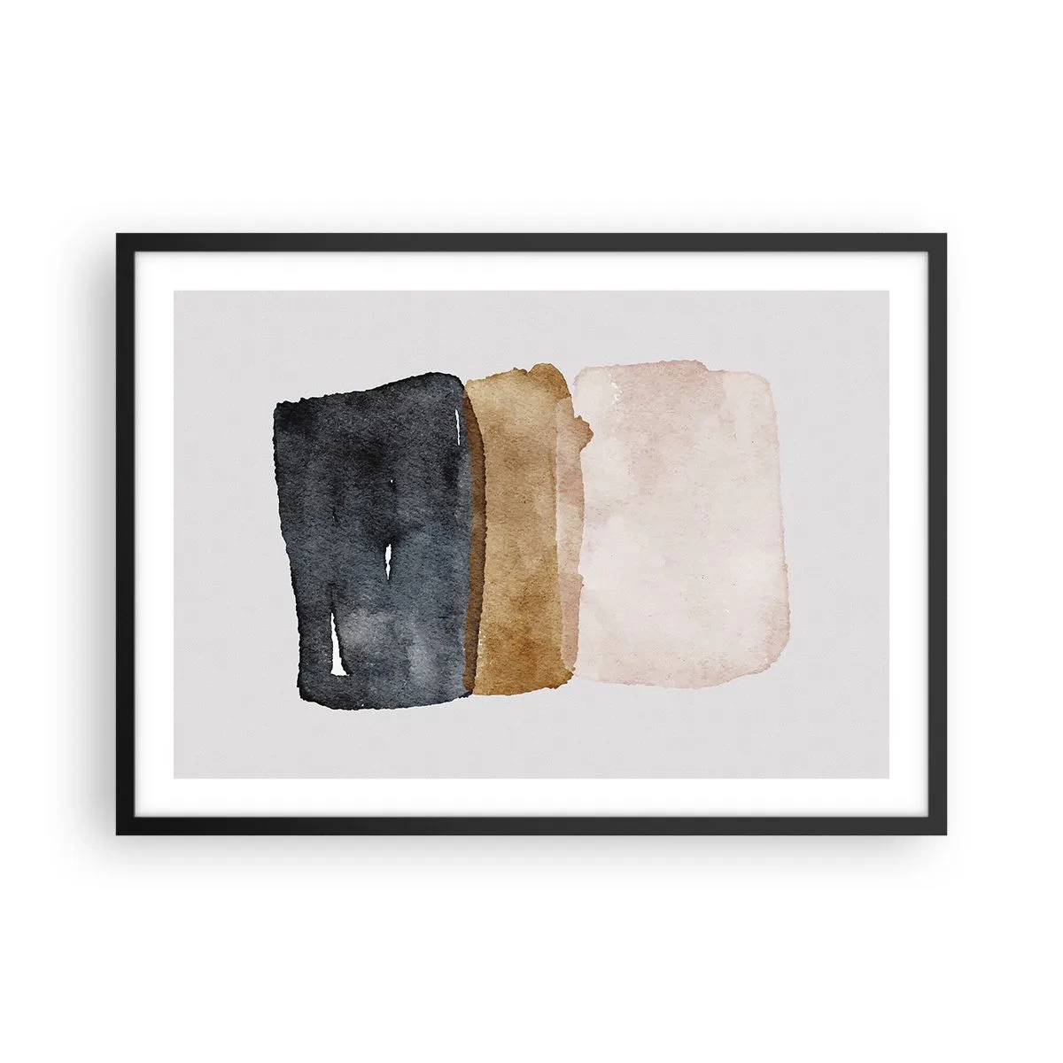 Poster in einem schwarzem Rahmen - Eine minimalistische Komposition aus drei Rechtecken in Erdtönen. - 70x50cm - Die Komposition der Farben der Erde - Moderne Wanddekoration für Wohnzimmer und Schlafzimmer ARTTOR