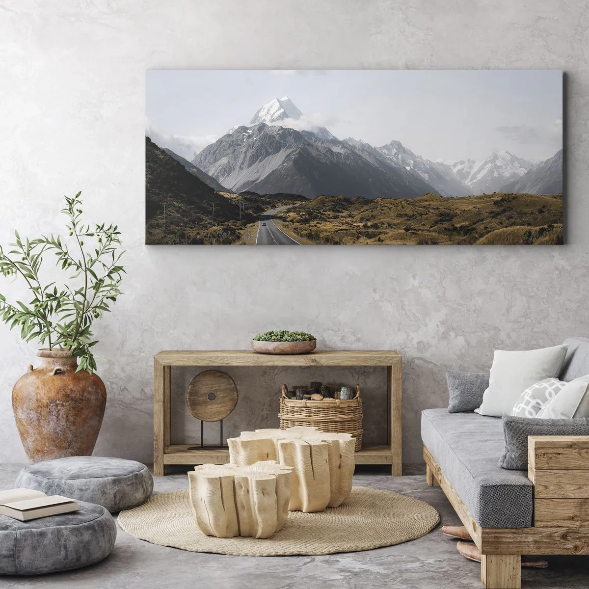 Bild auf Leinwand - Leinwandbild - Der Weg ins Herz der Berge - 100x40 cm