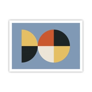 Poster - Geometrische Kreise auf blauem Hintergrund - 100x70cm - Beobachte und zähle - Moderne Wanddekoration für Wohnzimmer und Schlafzimmer ARTTOR