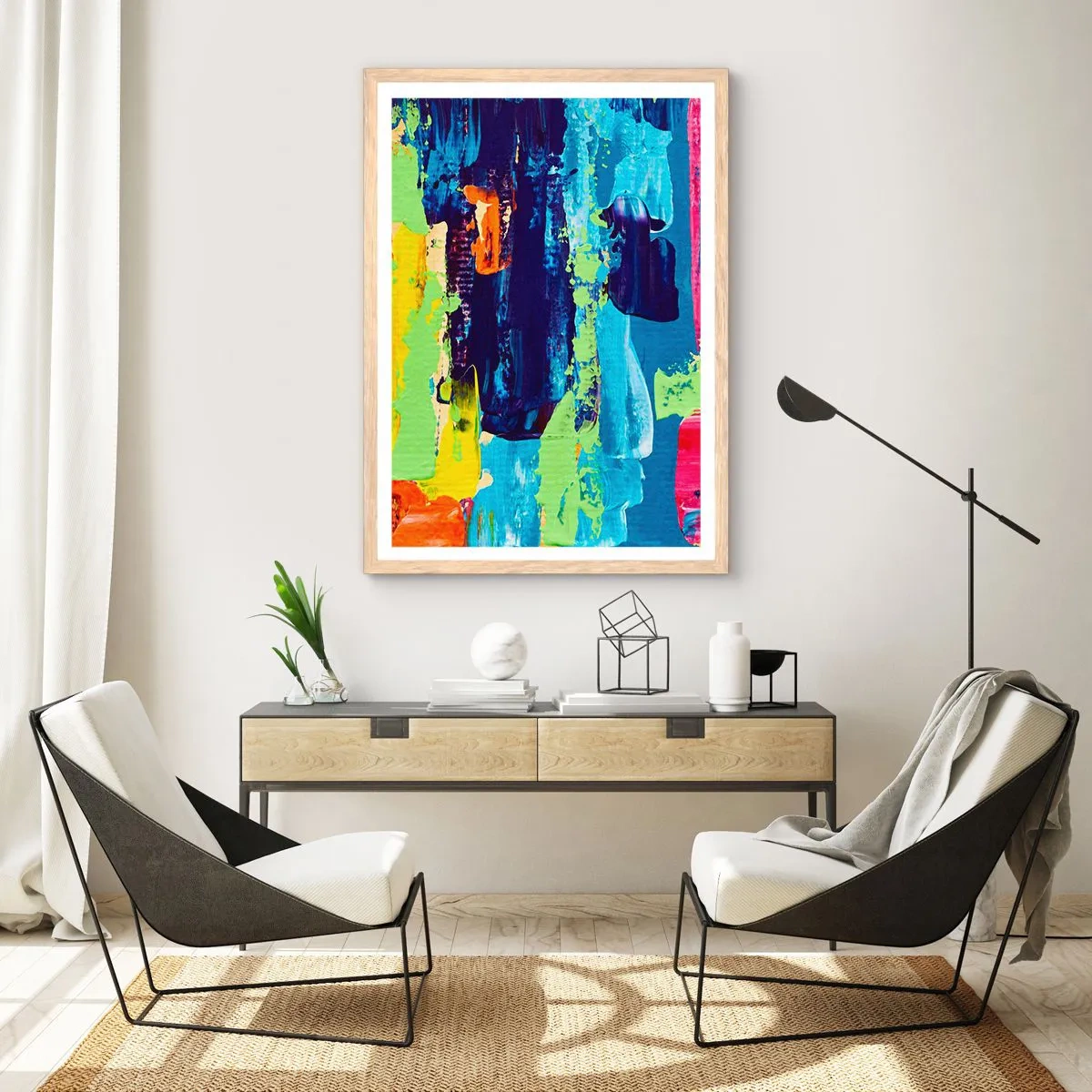 Poster in einem Rahmen aus heller Eiche - Das Leben ist wunderschoen! - 50x70 cm