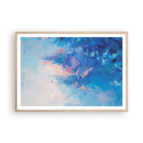 Poster in einem Rahmen aus heller Eiche - Winter-Abstraktion - 100x70 cm
