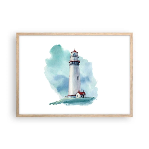 Poster in einem Rahmen aus heller Eiche - Sanfte Schwester vom Blau - 70x50 cm