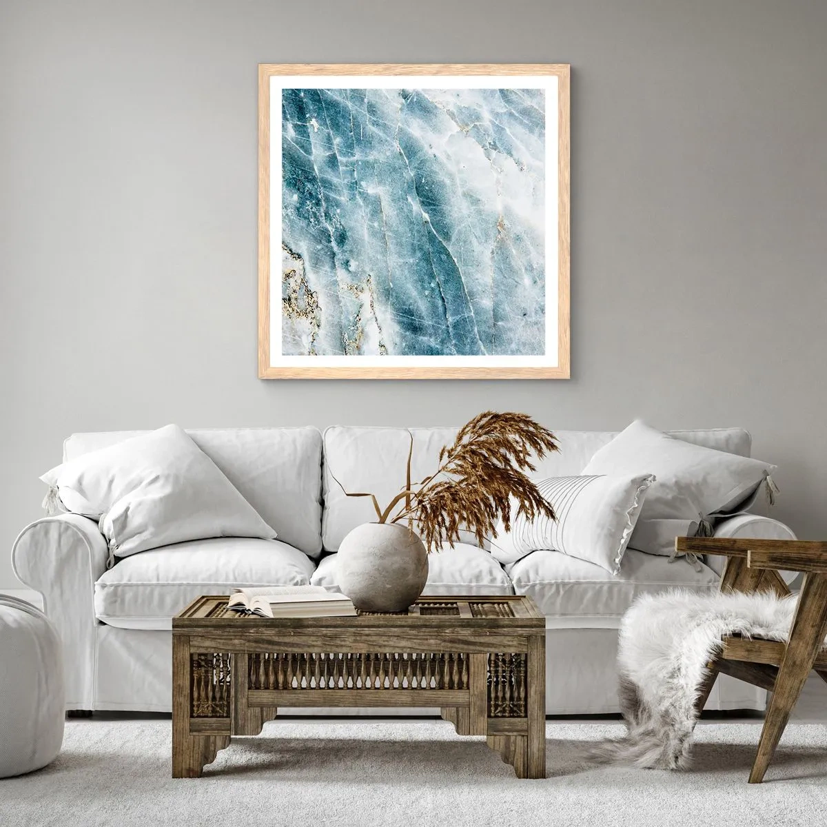 Poster in einem Rahmen aus heller Eiche - Eiswelt - 50x50 cm