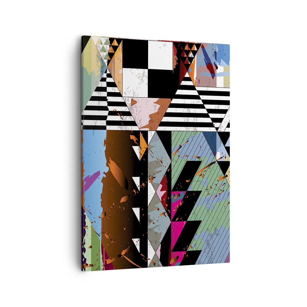 Bild auf Leinwand - Leinwandbild - Abstrakte geometrische Komposition mit lebendigen Farben - 50x70cm - Geometrisch und organisch - Moderne Wanddekoration für Wohnzimmer und Schlafzimmer ARTTOR