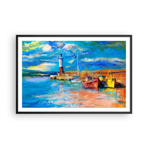 Poster in einem schwarzem Rahmen - Ein Nachmittag in der Regenbogenbucht - 91x61 cm