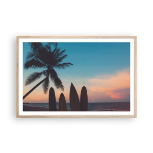 Poster in einem Rahmen aus heller Eiche - Morgen wird es auch lustig - 91x61 cm