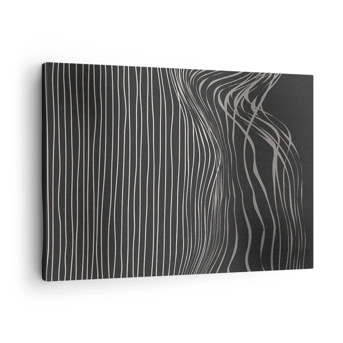 Bild auf Leinwand - Leinwandbild - Weiße Linien auf dunkelgrauem Hintergrund in abstrakter Anordnung - 70x50cm - Rhythmus und Akzent - Moderne Wanddekoration für Wohnzimmer und Schlafzimmer ARTTOR