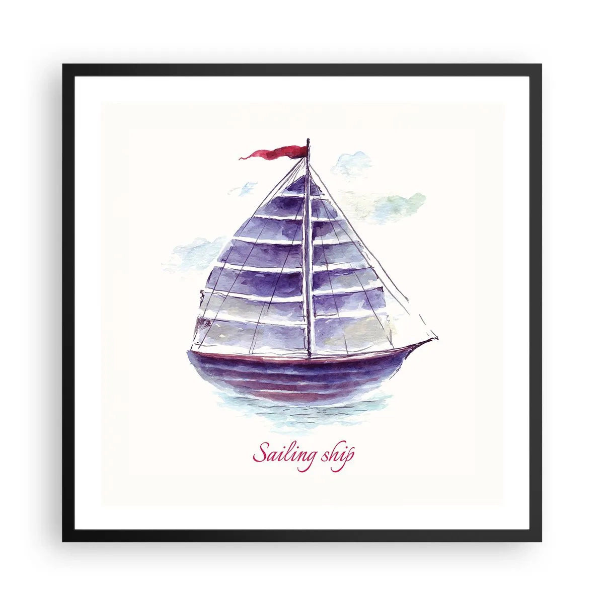 Poster in einem schwarzem Rahmen - Volle Segel und ruhiges Wasser - 60x60 cm