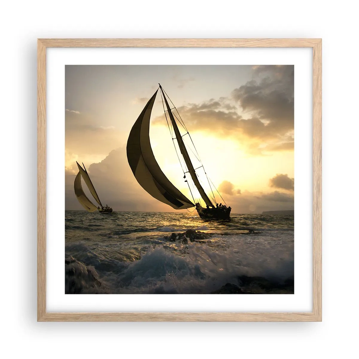 Poster in einem Rahmen aus heller Eiche - Mit dem Wind und gegen den Wind - 50x50 cm