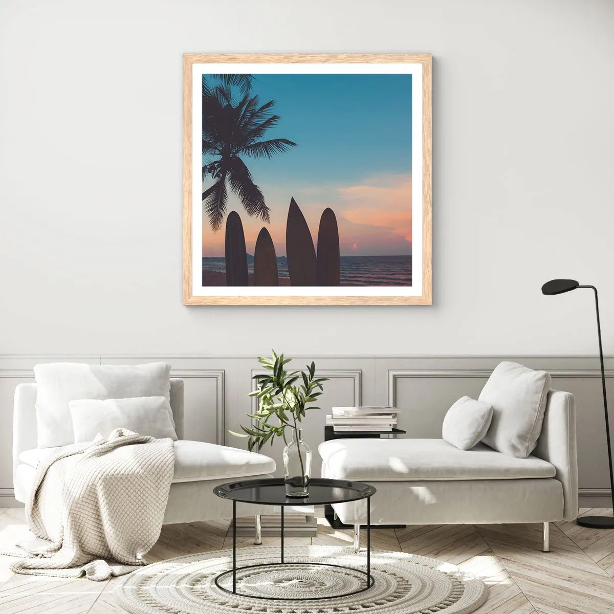 Poster in einem Rahmen aus heller Eiche - Morgen wird es auch lustig - 50x50 cm