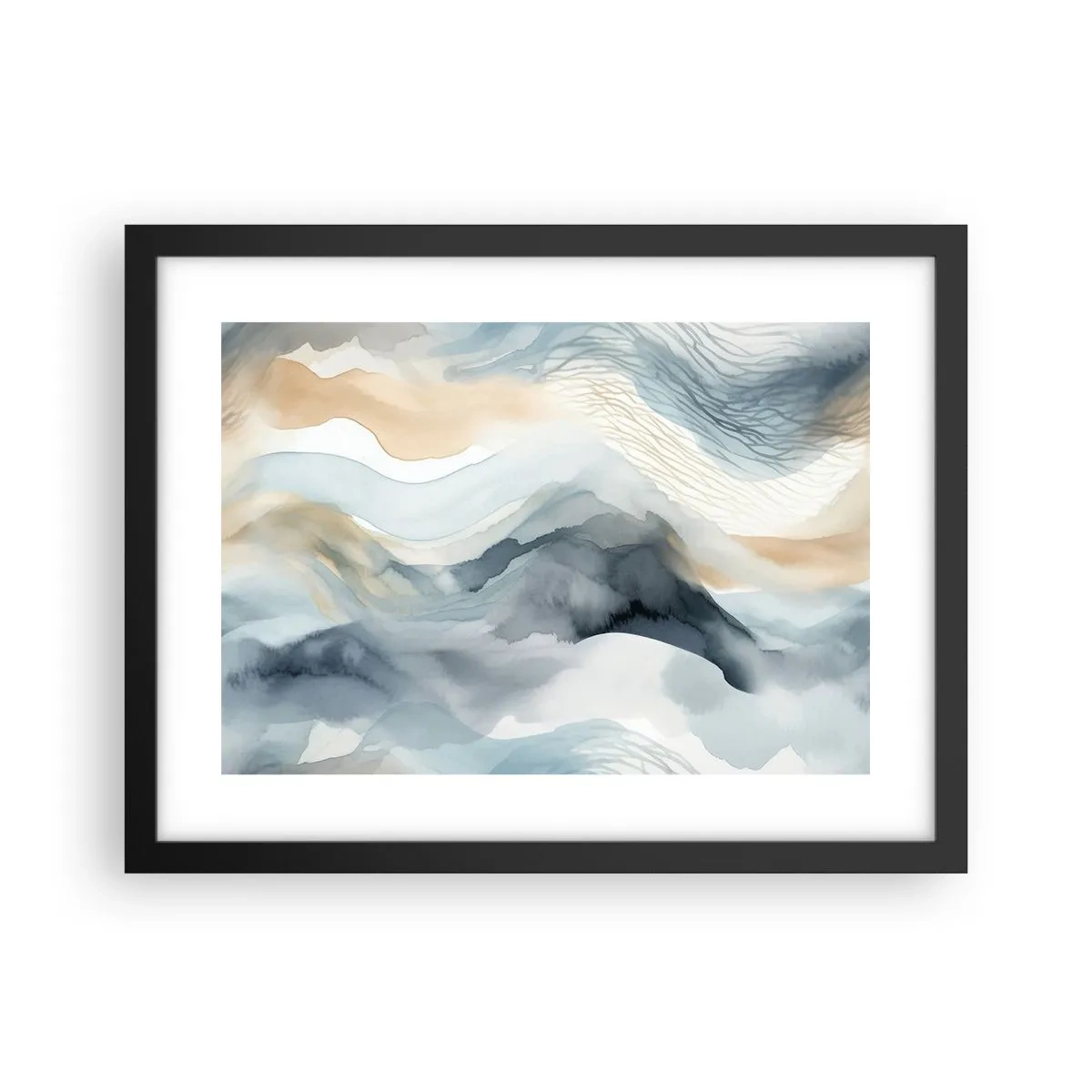 Poster in einem schwarzem Rahmen - Verschneite und neblige Abstraktion - 40x30 cm