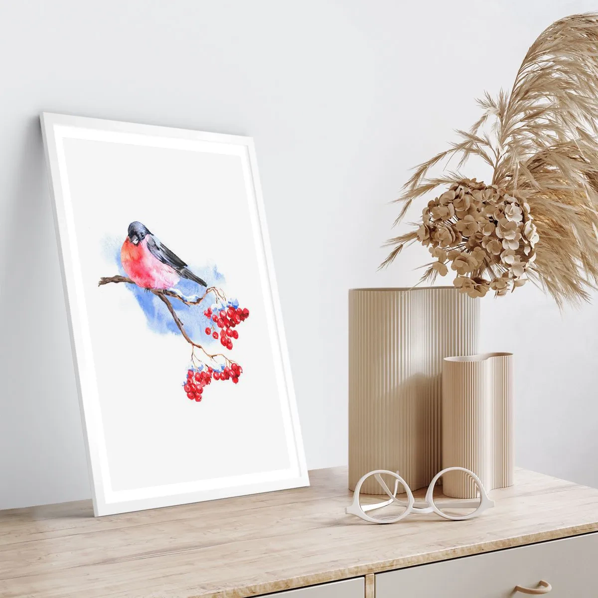 Poster in einem weißen Rahmen - Winter in Farbe - 40x50 cm