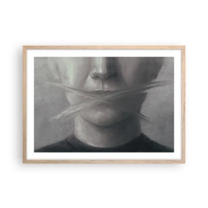 Poster in einem Rahmen aus heller Eiche - Ohne ein Wort - 70x50 cm