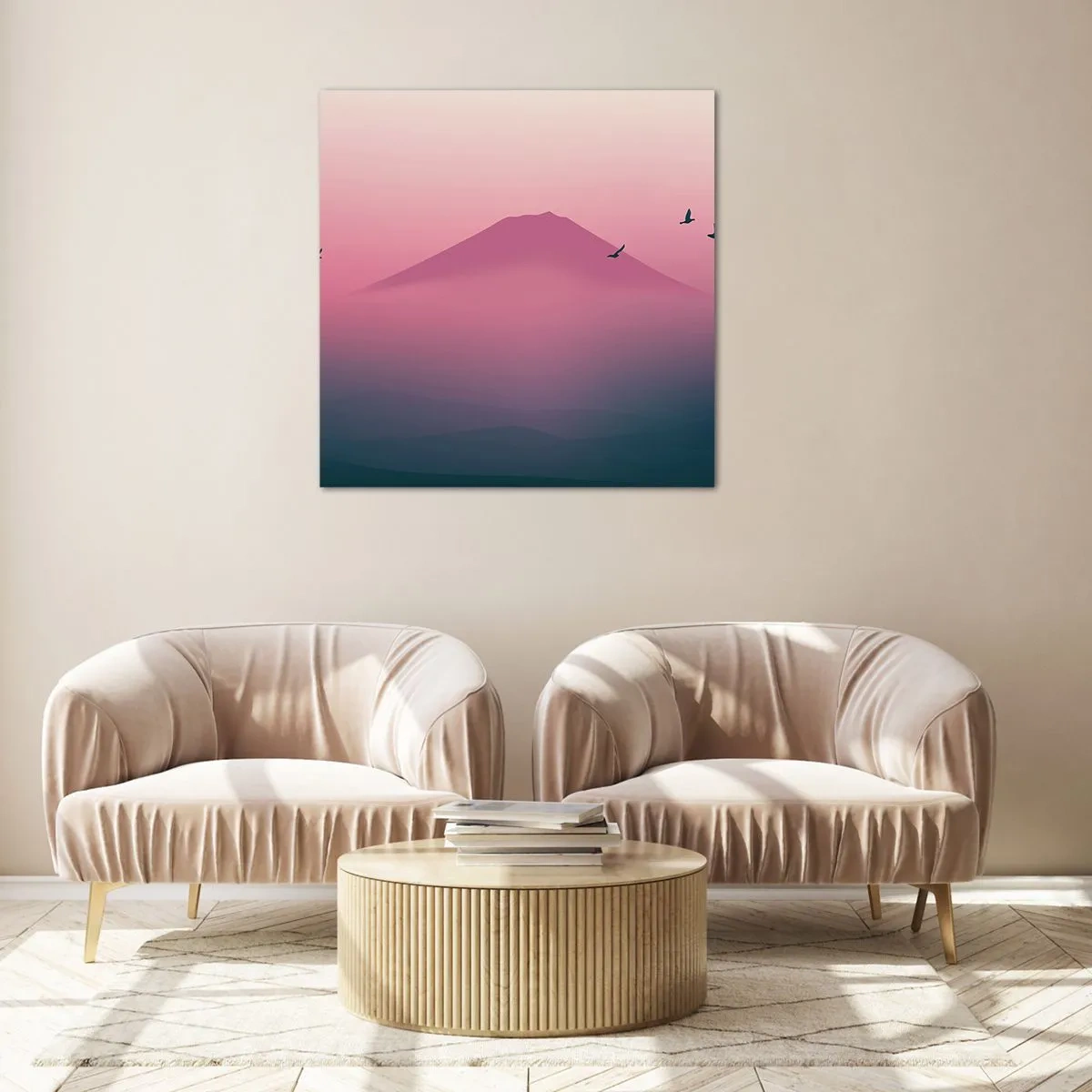 Glasbild - Bild auf glas - Wanderer über den Wolken - 70x70 cm