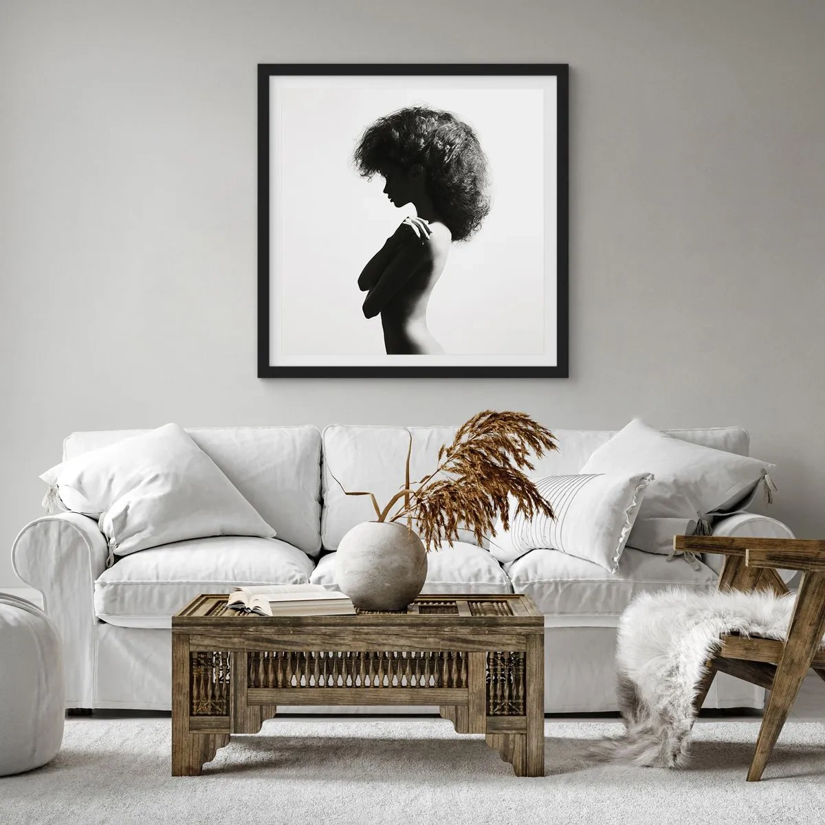 Poster in einem schwarzem Rahmen - Wie eine Blume auf einem schlanken Stiel - 60x60 cm