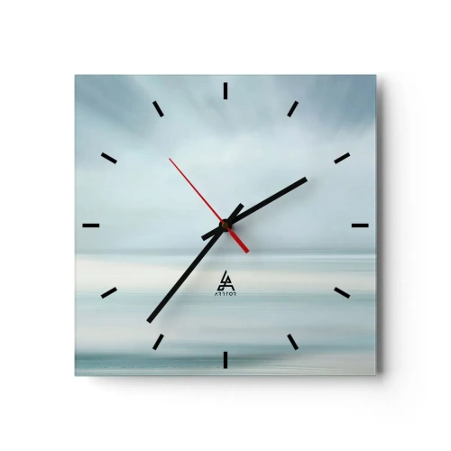 Wanduhr - Glasuhr - Eine minimalistische Landschaft in zarten Blautönen - 30x30cm - Frieden bis zum Horizont - Moderne Wanddekoration für Wohnzimmer und Schlafzimmer ARTTOR