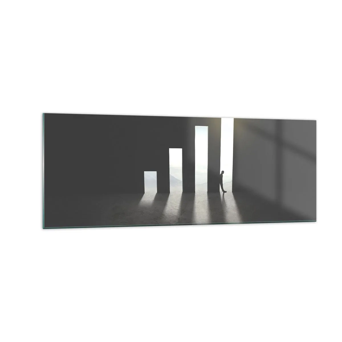 Glasbild - Bild auf glas - Symbolisches Wachstum in Form von lichtdurchfluteten Passagen - 140x50cm - Erfolg –