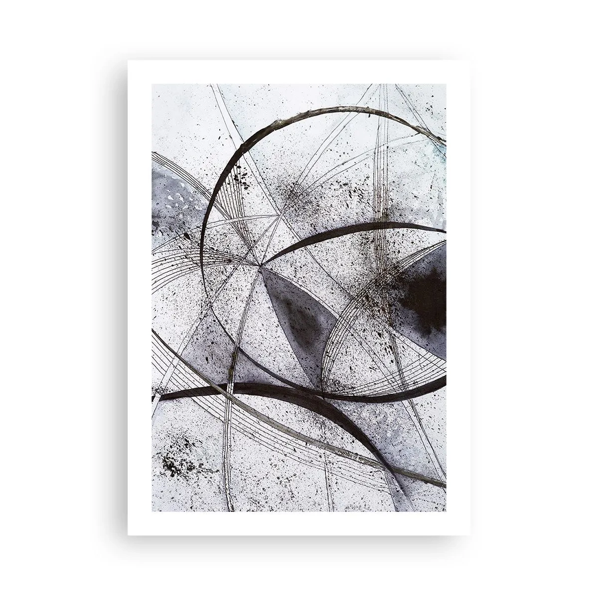Poster - Abstrakte Komposition aus geometrischen Linien und Kreisen - 50x70cm - Futuristische Fantasie - Moderne Wanddekoration für Wohnzimmer und Schlafzimmer ARTTOR