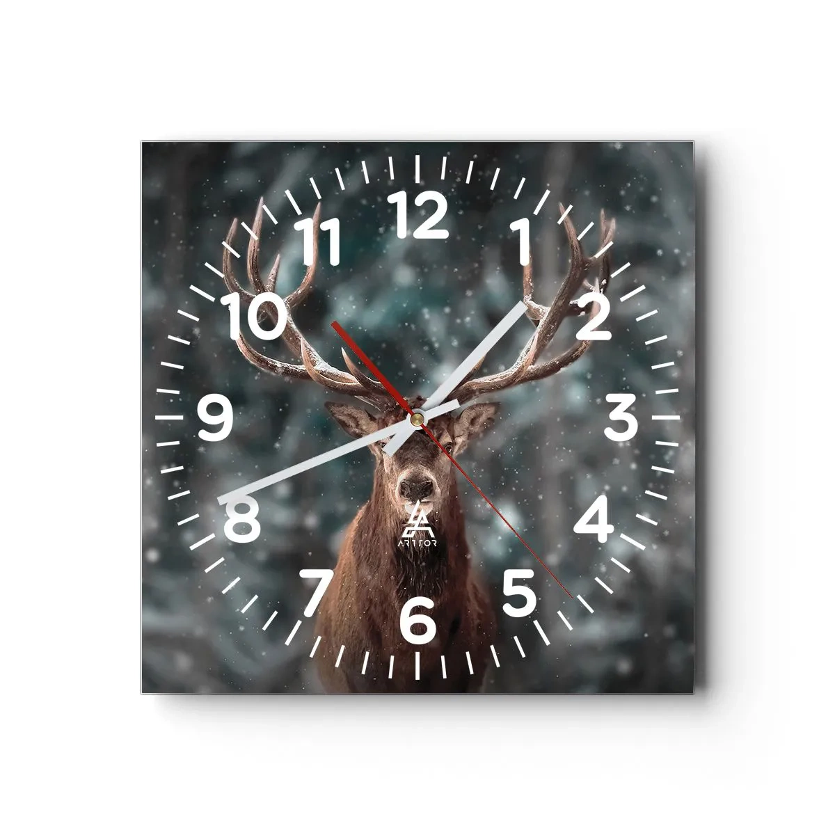 Wanduhr - Glasuhr - Gekrönter König des Waldes - 40x40 cm