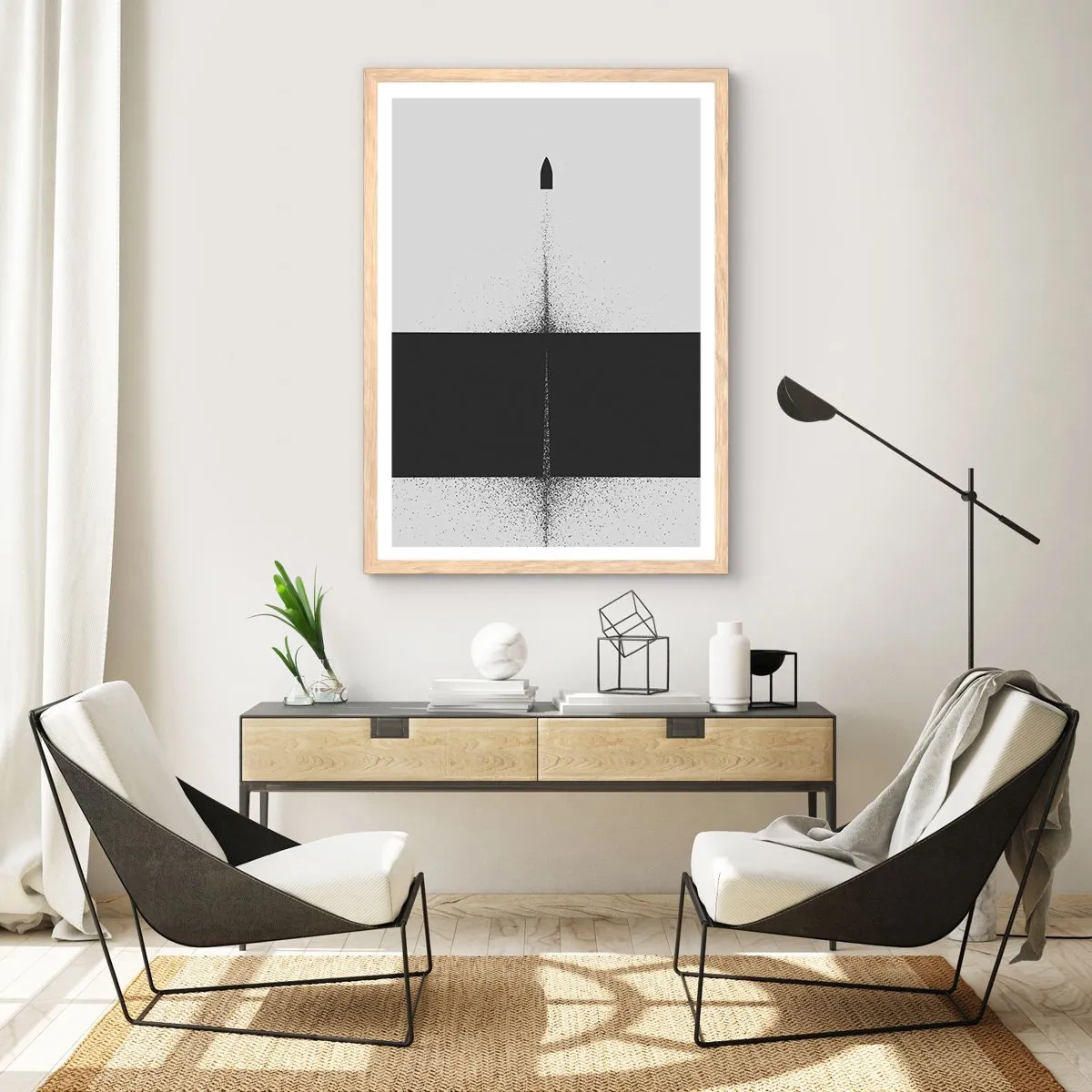 Poster in einem Rahmen aus heller Eiche - Direkt zum Ziel - 50x70 cm