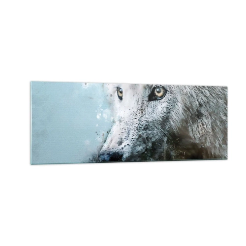 Glasbild - Bild auf glas - Aquarellporträt eines Wolfes - 140x50cm - Lerne die Wolfsseele kennen - Moderne Wanddekoration für Wohnzimmer und Schlafzimmer ARTTOR
